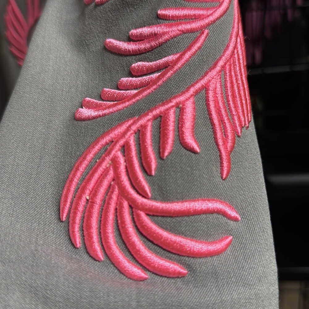 Akira Gray and Pink Embroidered Women's Trench Coat - Picture 4 of 8